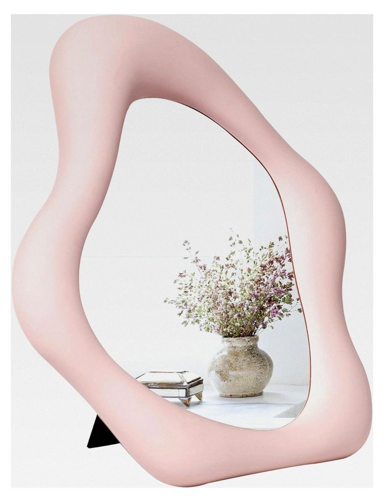 Dekorativer Wandspiegel, kleiner Tischspiegel, 25,4 cm Länge x 22,4 cm Breite (Rosa)