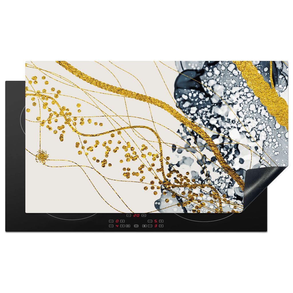 KitchenYeah Herdabdeckplatte Abstrakt - Gold - Natur - Kunst , 89x51cm, Küche Deko, Glaskeramikkochfeld Herdabdeckung, Abdeckplatte fùr Kochfeld