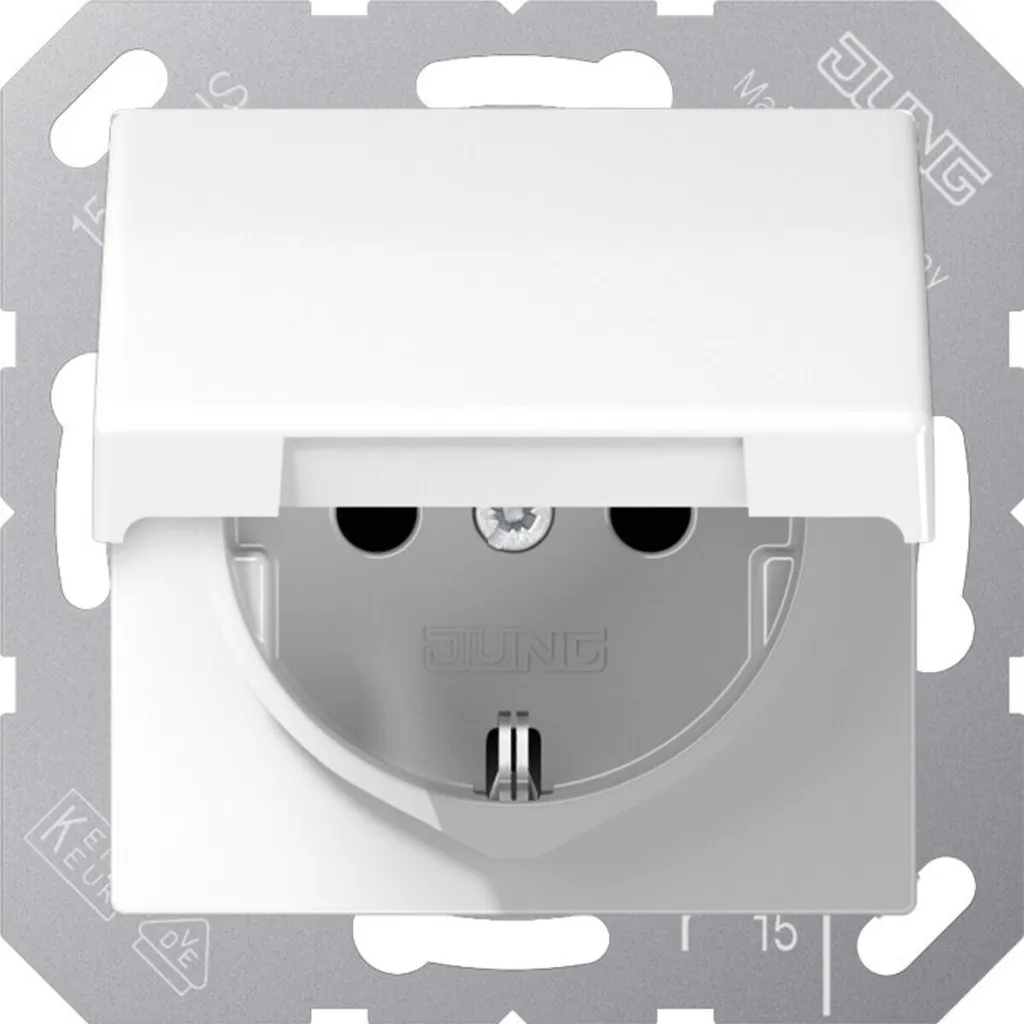 Jung AS 1520 BFKL WW Prise Sécurisée avec Protection de Contact Blanc
