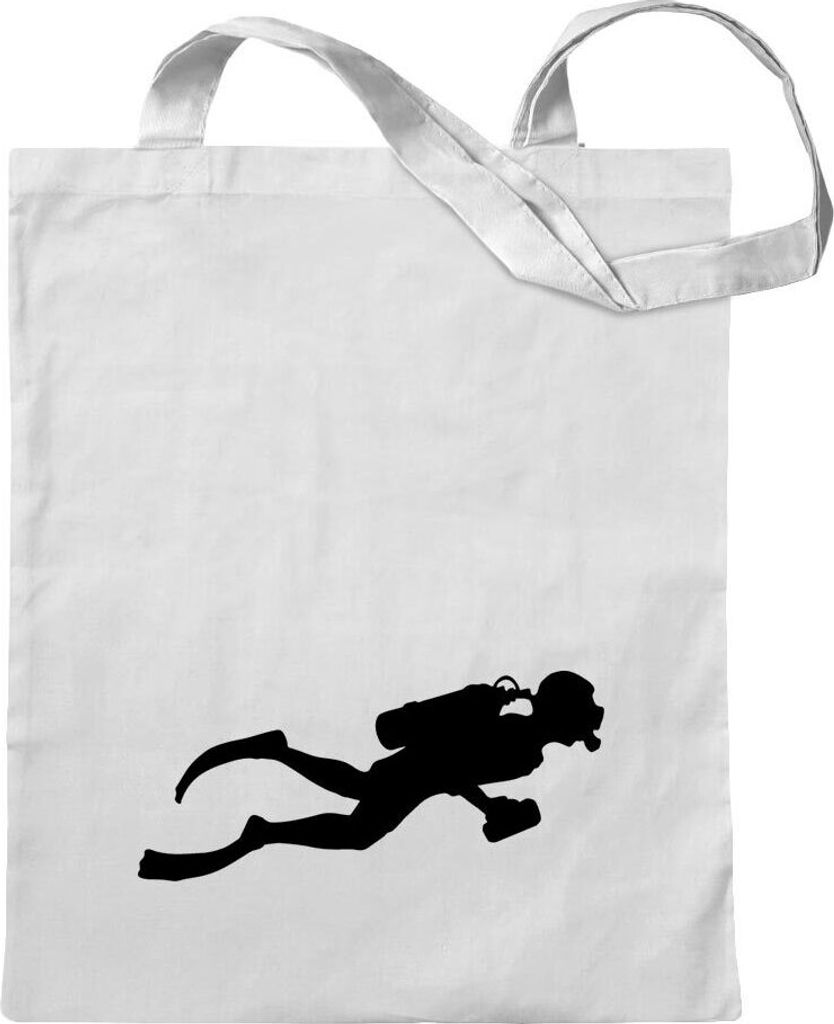 Kiwistar - Baumwolltasche - weiss - Taucher Schnorcheln - Tragetasche Stoffbeutel Umhängetasche Langer Henkel