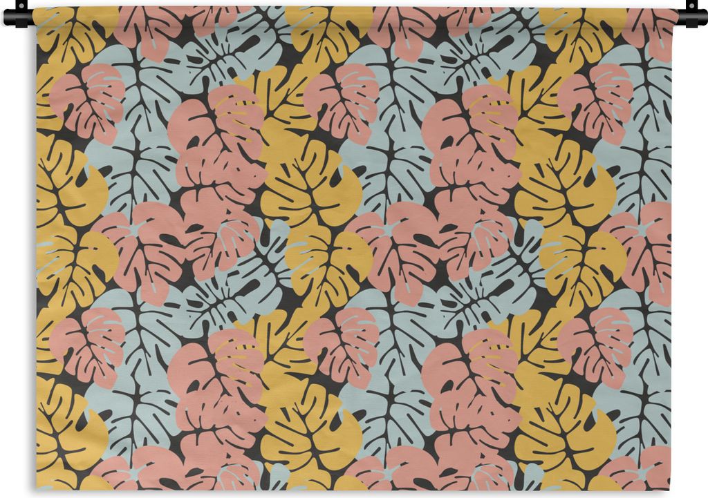 MuchoWow Wandteppich Wandbehang Monstera - Hawaii - Gestaltung - Pastell 150x112.50 cm Tapisserie Dekoration Wandtuch - Wanddecke - Wandteppiche