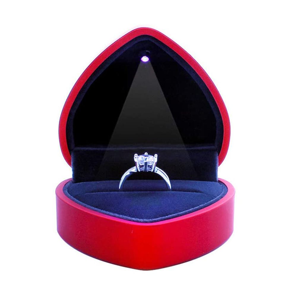Herz Hochwertige Ring-Schachtel LED Ringbox für Hochzeit/Valentinstag