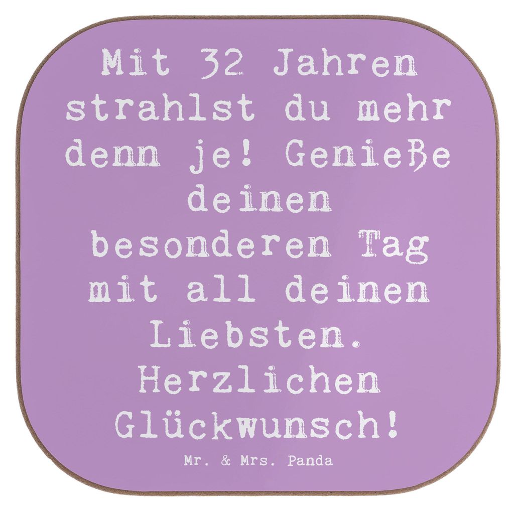 Mr. & Mrs. Panda Tischuntersetzer Spruch 32. Geburtstag - Lavendeltraum - Geschenk, Alter, Jubiläum, Abenteuer, Untersetzer Glas, Happy Birthday, ...