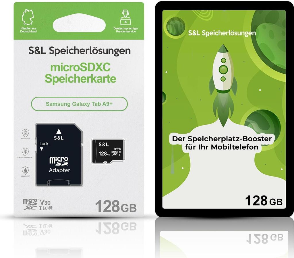 microSD Speicherkarte S&L für Samsung Galaxy Tab A9+ - Speicherkapazität: 128 GB