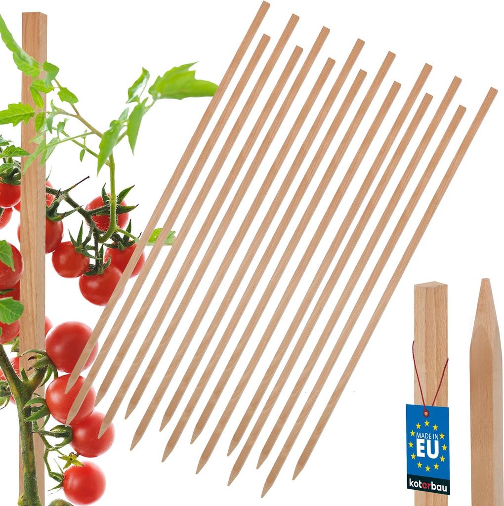 KOTARBAU Tomaten-Gemüse-Gartenstäbe aus Holz, Stütze für Sträucher, Bäume, 80 cm, 15er-Set