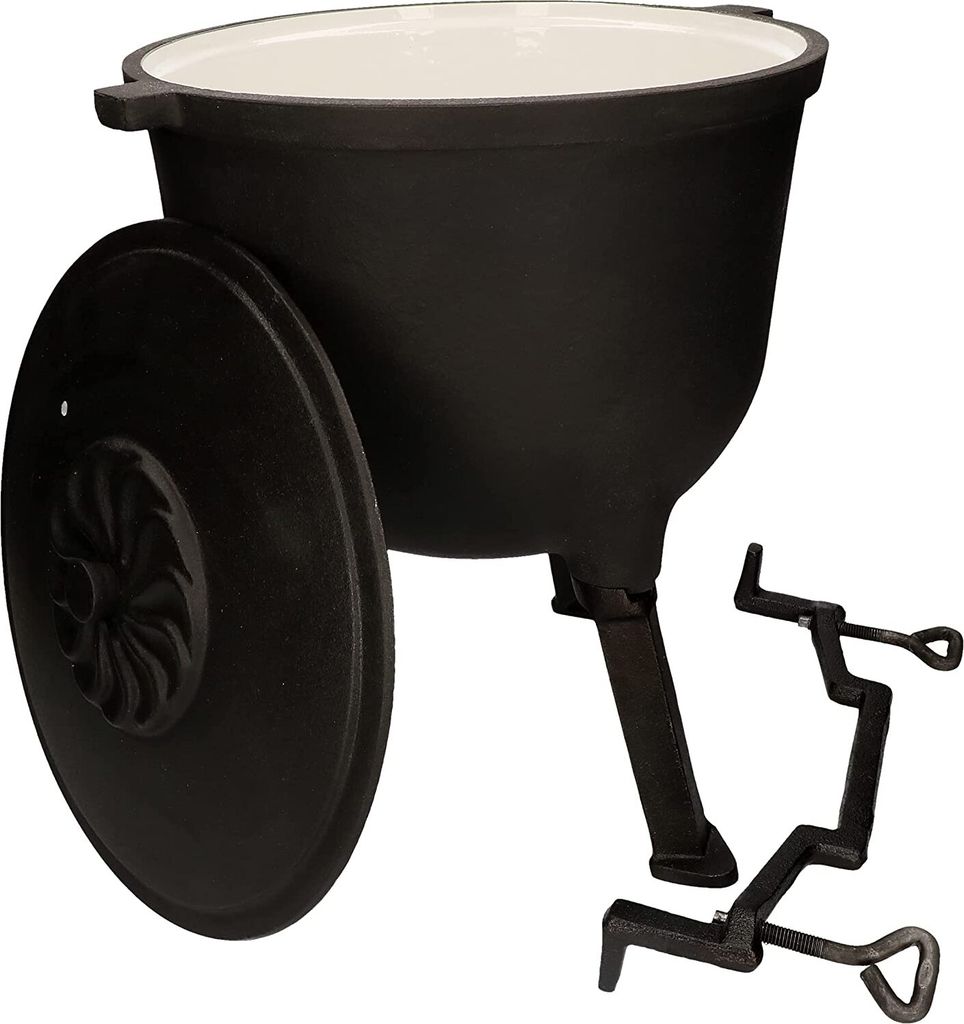 KOTARBAU Gusseisenkessel 10 L emailliert Massiver Kessel für Feuerstellen mit Dichtem Deckel