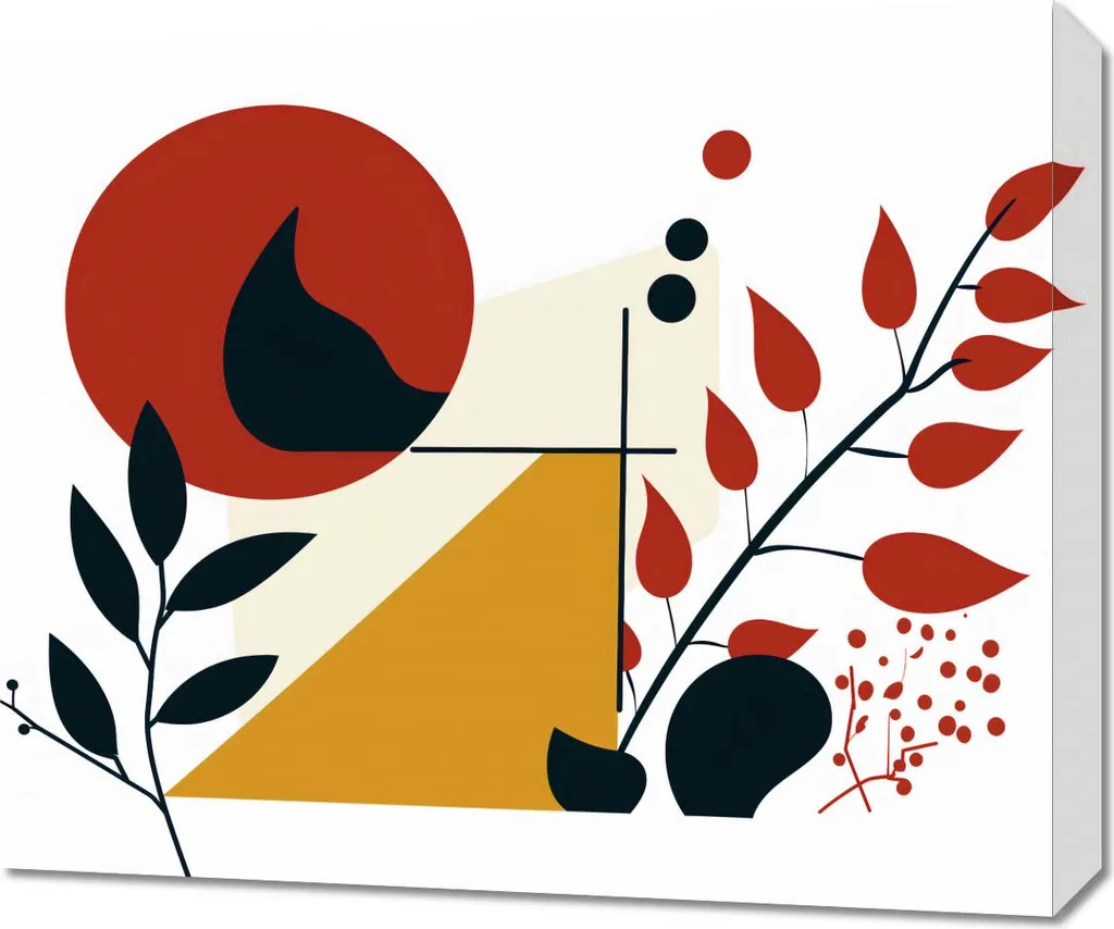 Quadro Astratto 60x50 Fuoco e Flora: Decorazione Parete Design Moderno
