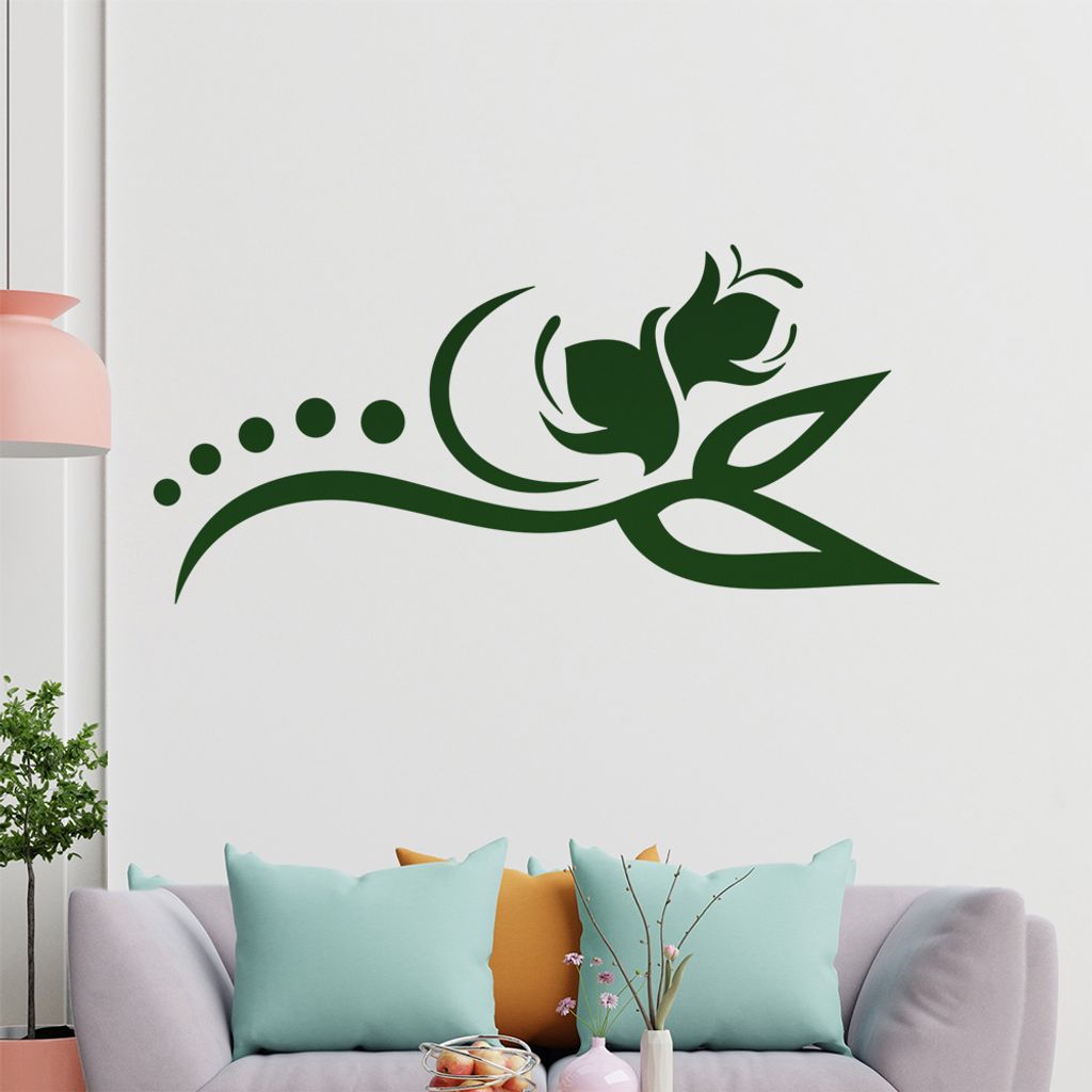 Blume - Linien Punkte Wandtattoo in 6 Größen - Wandaufkleber Wall Sticker - Dekoration, Küche, Wohnzimmer, Schlafzimmer, Badezimmer