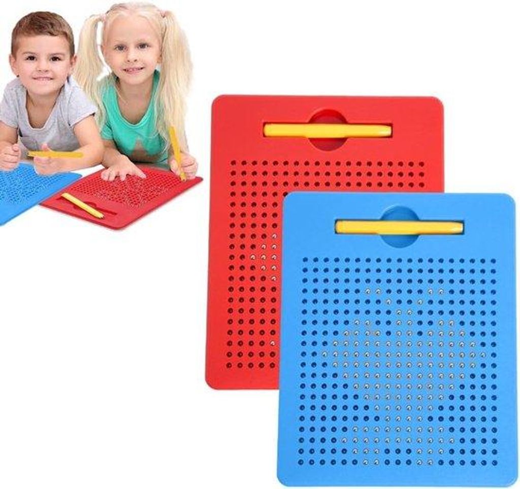 Magnetische Tafel für Kinder - 2 Stück magnetische Tafel mit Magneten - magnetische Stift - ab 3 Jahren (rot blau)