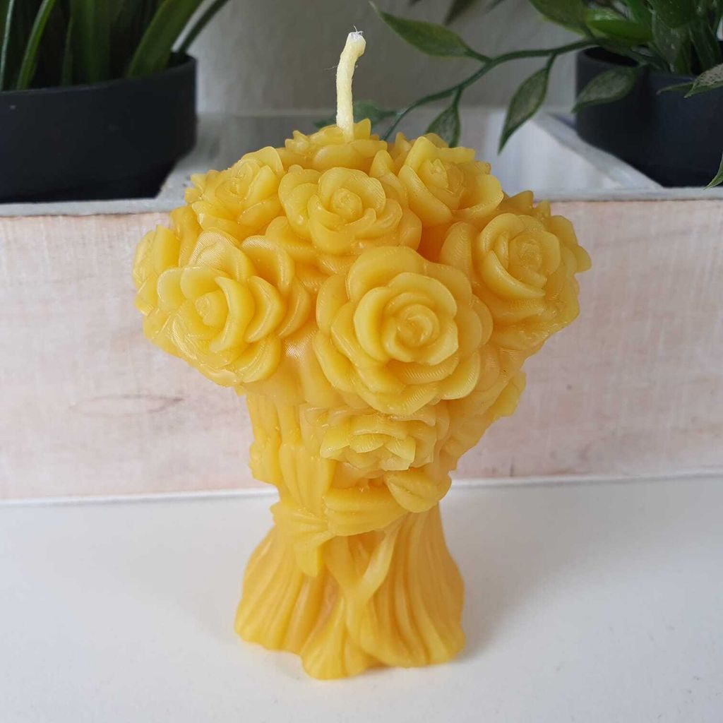 Bienenwachskerze Rosen Kerze als Strauß 9 cm