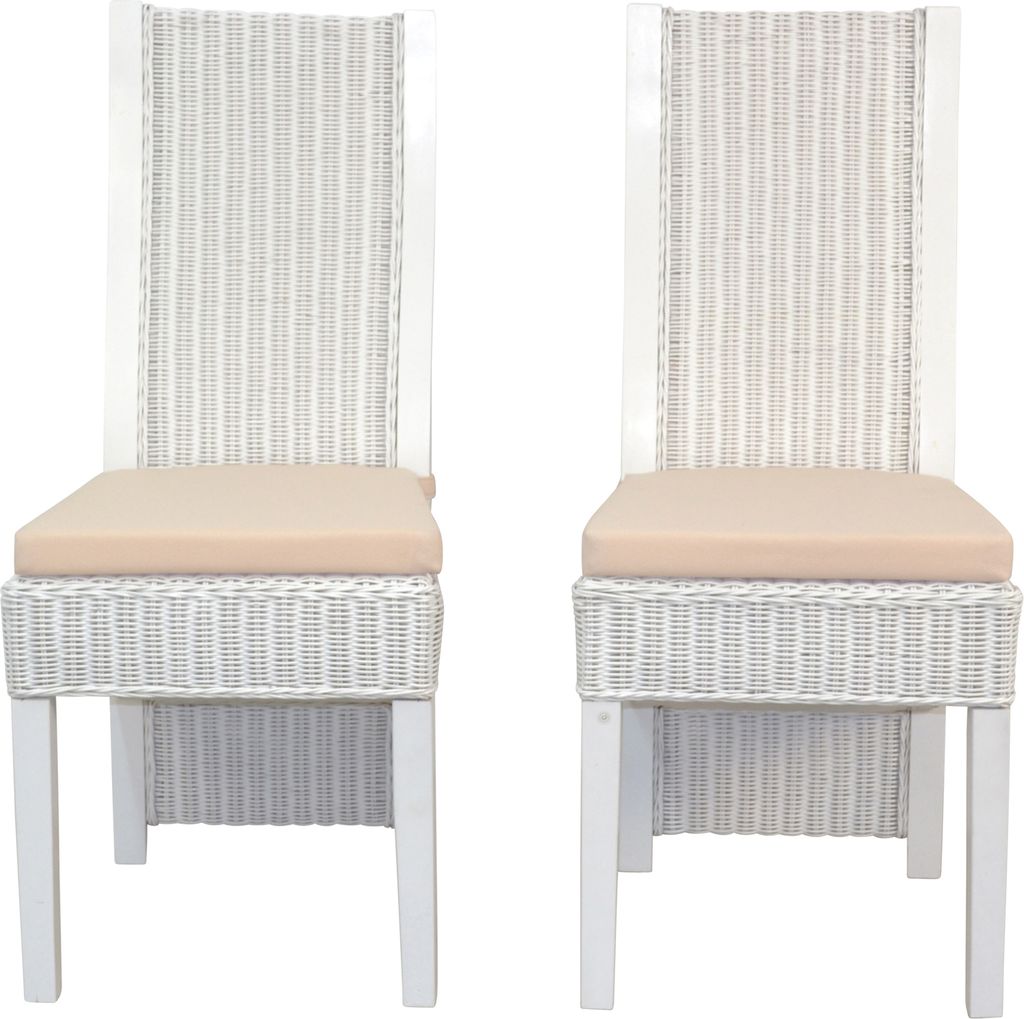 Rattanstuhl 2er-Set mit Sitzkissen