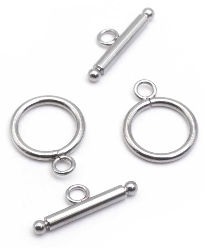 Vintageparts Knebelverschlüsse 304 Edelstahl platinfarben Produktbild 