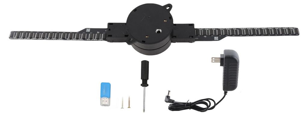 3D-Hologramm-Ventilator, 16,5 Zoll, 2000 x 224, WLAN-3D-Projektor mit 224 LED-Lichtperlen für die Werbung in Geschäften, 100–240 V, US-Stecker
