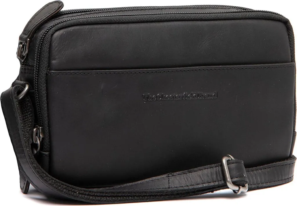 Petit sac à bandoulière Ellon cuir noir souple avec rangement zip