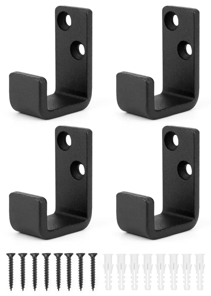 Crochets robustes en acier noir 5,5x4cm pour suspension fils et sport