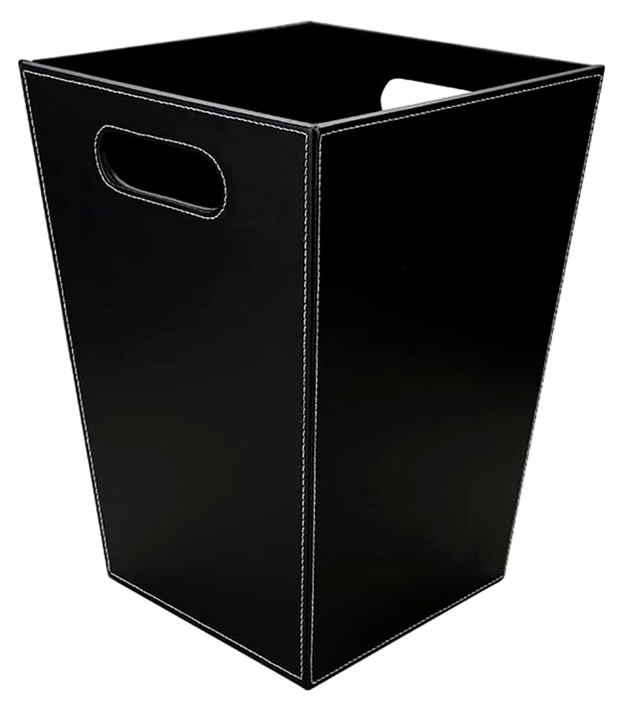 Klassischer Papierkorb aus Leder für Büro, Badezimmer, Küche und Schlafzimmer (Platz-Schwarz)