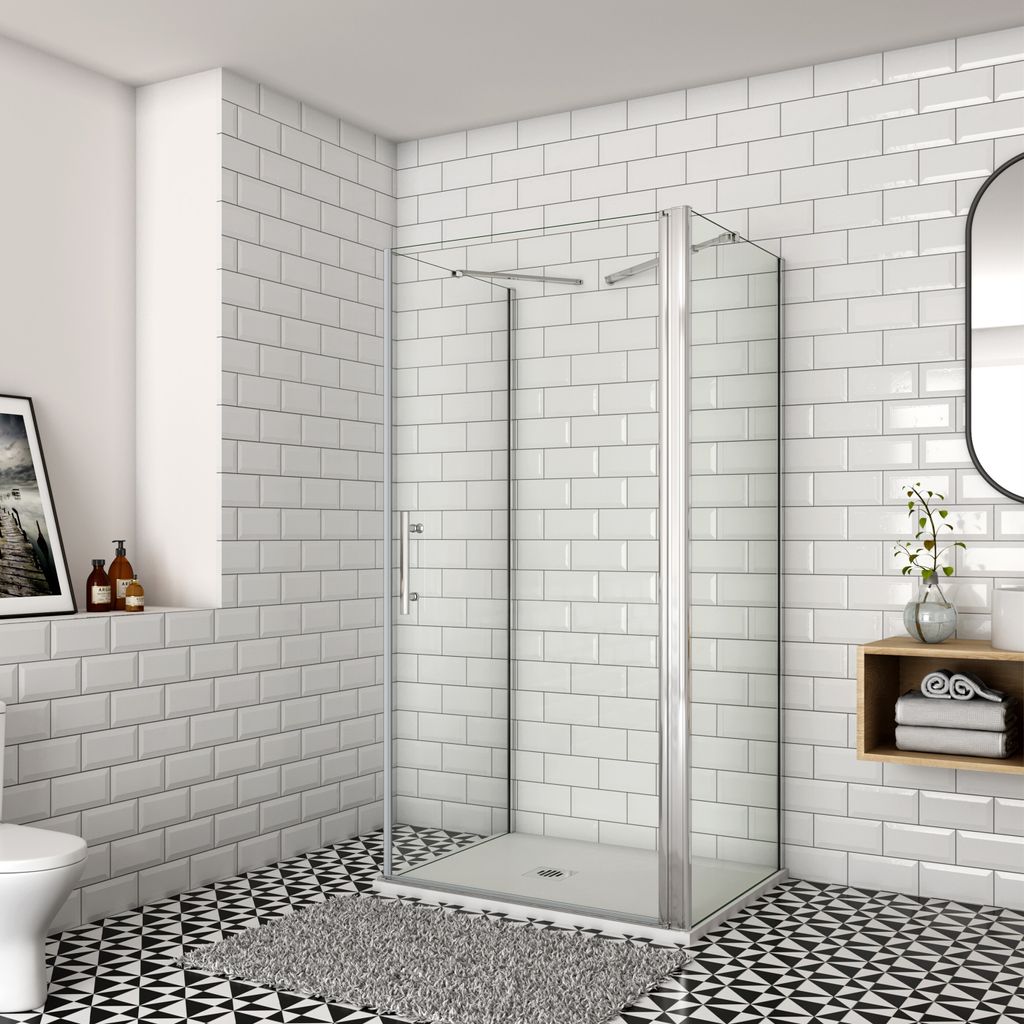 U-From-Duschkabine B:100xT:90 Hebe-/Senk-System Duschabtrennung H:185cm ESG 6mm NANO