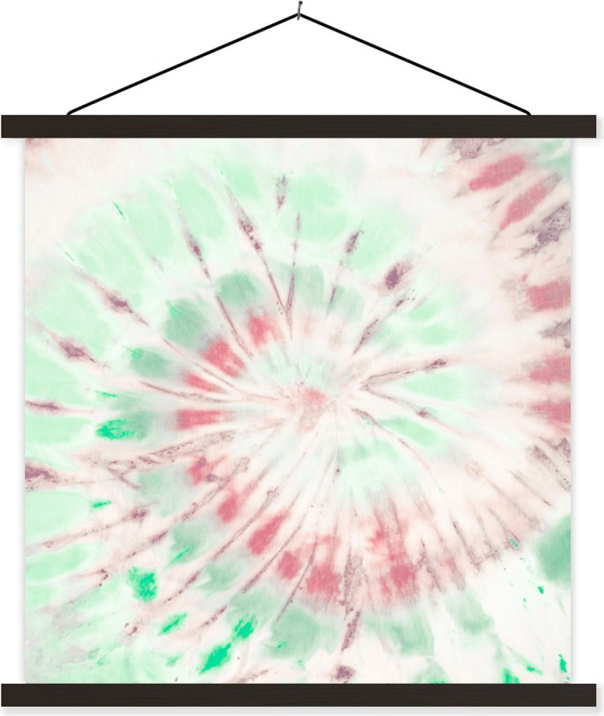MuchoWow Textilposter Krawattenfärbung - Hippie - Grün 90x90 cm mit schwarzem Rahmen - Magnetisches