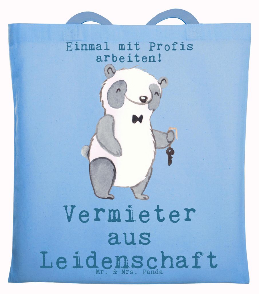 Mr. & Mrs. Panda Schultasche Vermieter Leidenschaft - Sky Blue - Geschenk, canvas tasche, Shopping, dokumententasche, Jutebeutel, Uni