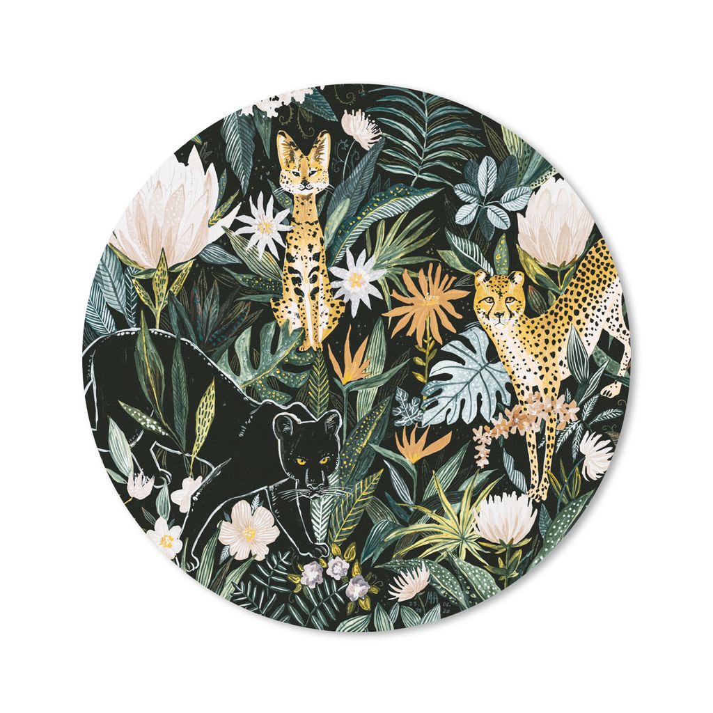 MuchoWow Mauspad Mousepad Dschungel - Panther - Leopard - Pflanzen 30x30 cm - Mousepads - Maus Mat - Pad - Mausunterlage - Tischunterlage - Schre...