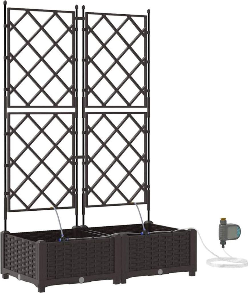 vidaXL Garten-Pflanzgefäß 2 pcs Braun Kunststoff
