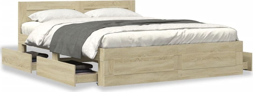 Maison Exclusive - Bettgestell mit Kopfteil Sonoma-Eiche 150x200 cm Holzwerkstoff