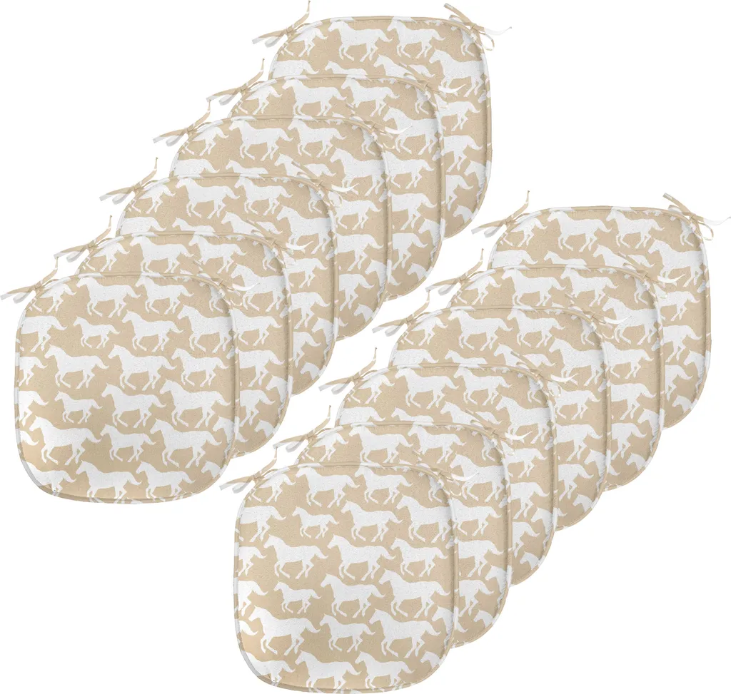 Coussin de Chaise Anti-Tache et Antidérapant Motif Cheval 40x40cm - 12 Lot