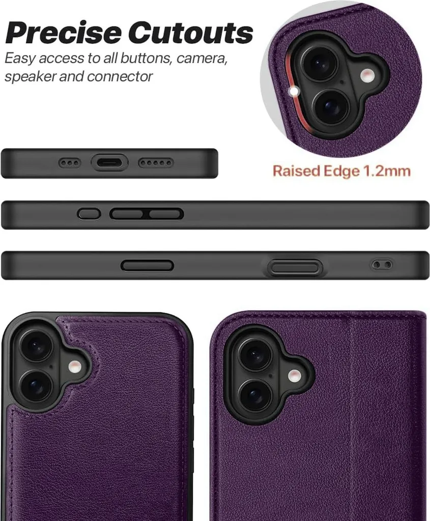 Magnetica Cover Per IPhone 16 Plus – NJROW Viola Traslucida Con Supporto Nascosto E Ricarica Wireless – Antiurto Militare - 2
