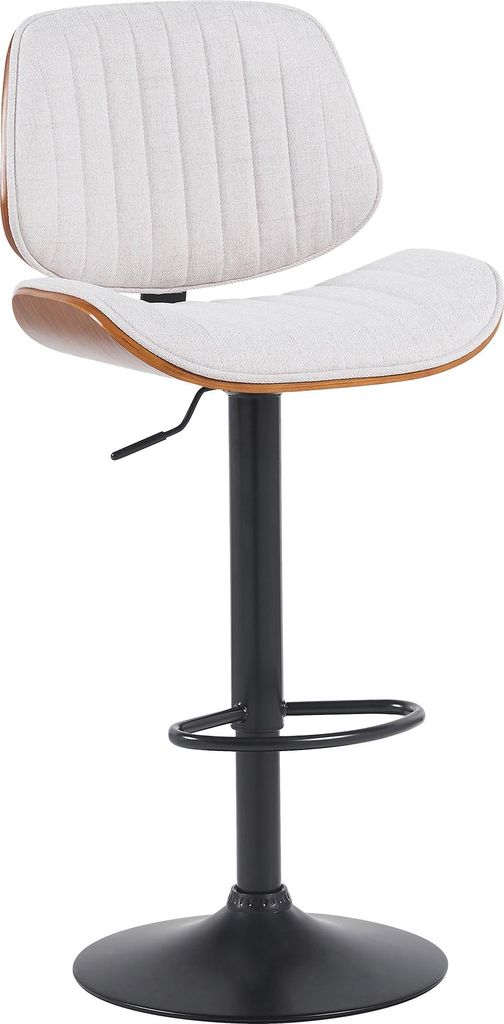 Barhocker LOSAN - Stoff Walnuss/creme 50x50x94 cm Beige Dunkelbraun Schwarz | Barstuhl Höhenverstellbar Mit Lehne Drehbar Tresenhocker Tresenstuhl