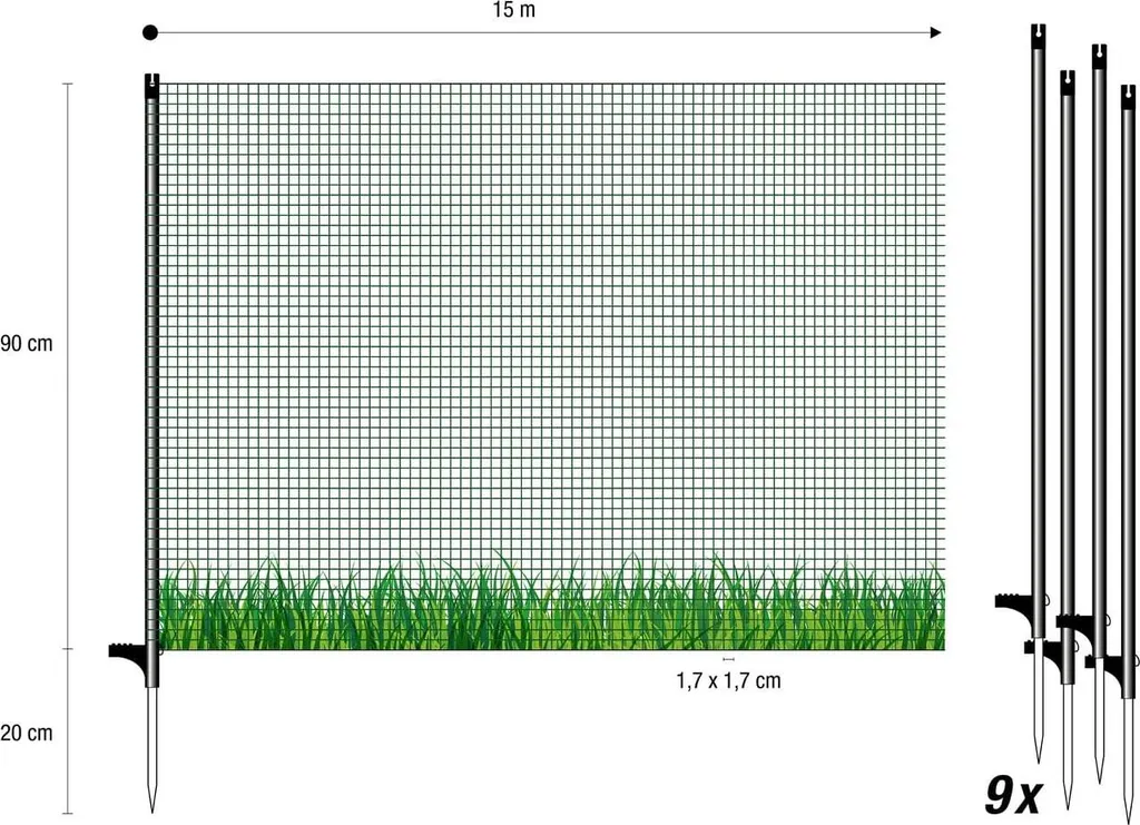 Clôture de Délimitation FLEX 15m - Maille Résistante et Pose Facile 90cm