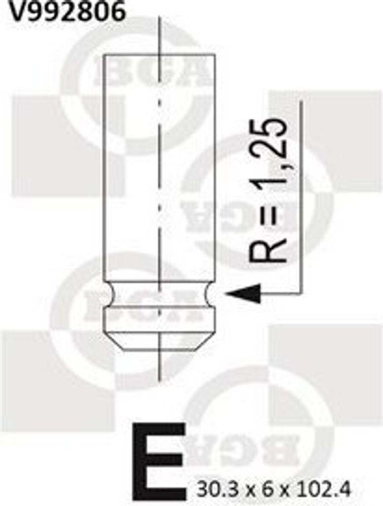 BGA V992806 Einlassventil für CHEVROLET Rezzo (U100) Ø30,3mm-Teller Ø6mm-Schaft