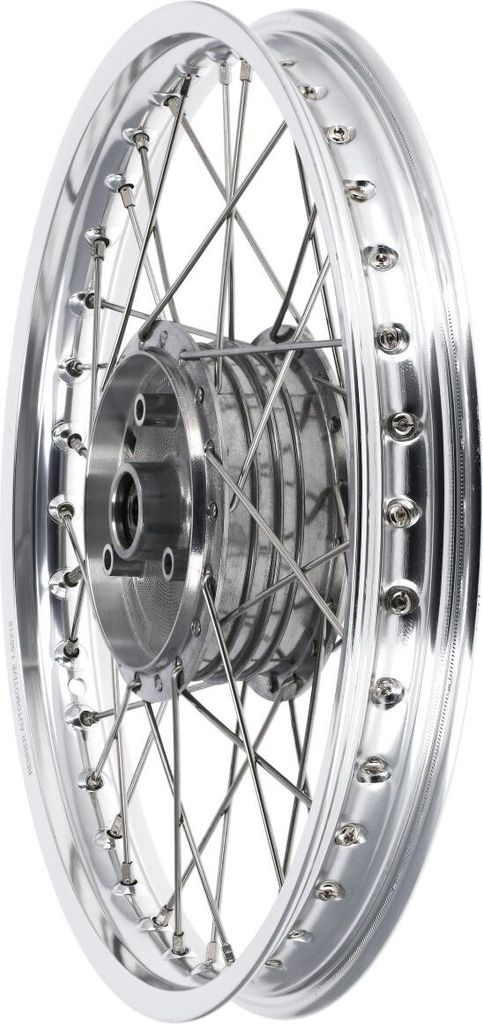 Speichenrad 1,5 x 16" Alufelge poliert + Edelstahlspeichen Produktbild 
