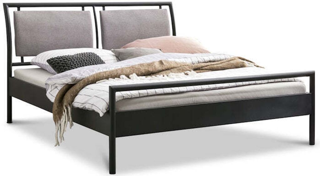 Metallbett Venus mit Polsterkopfteil – 180x210 cm / dunkelgrau