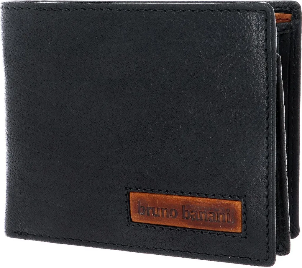bruno banani Pelle portafoglio Den Haag Wallet Quer With Flap Black / Cognac nero