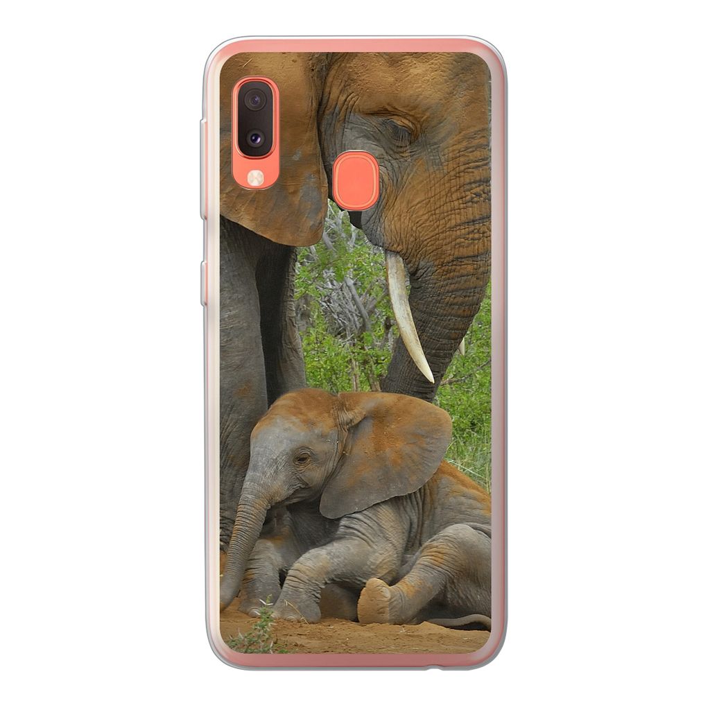 MuchoWow Handyhülle Schutzhülle Hülle für Samsung Galaxy A20e Elefant - Tiere - Sand - Natur Silikon Softcase Handy Hülle - Abdeckung