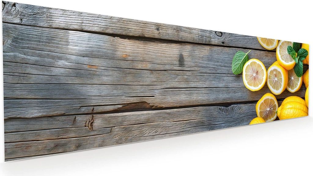 Glasbild 120x40cm in XXL für Wohnzimmer, Schlafzimmer Motiv Lemon Fresh