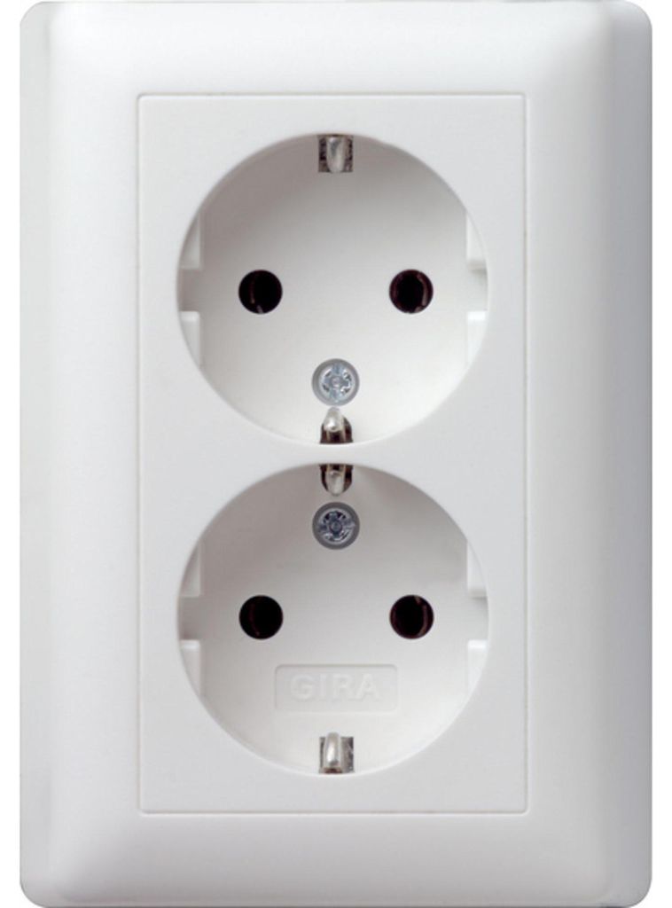 GIRA 078004, CEE 7/3, CEE 7/4, Bílá, 250 V, 16 A, 2,5 cm Obrázek produktu 