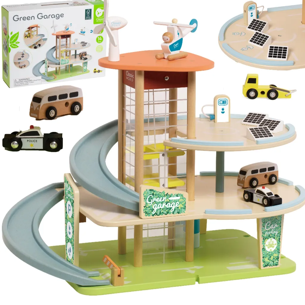 Garage classique en bois à 3 niveaux XL Classic World avec ascenseur