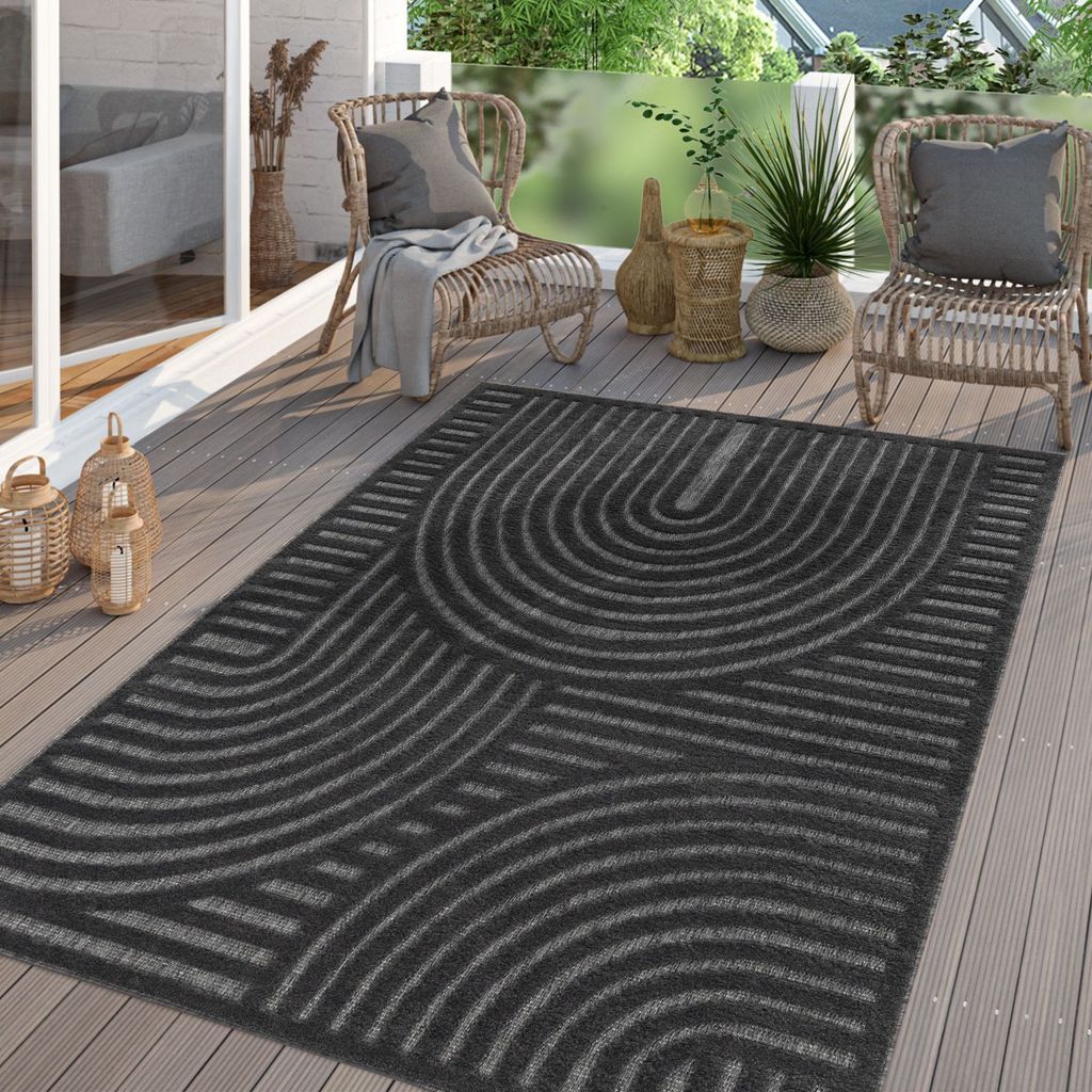 TT Home In-& Outdoor Teppich Wetterfest Balkon Küche Wohnzimmer Boho Skandi Design Größe 160x220 cm