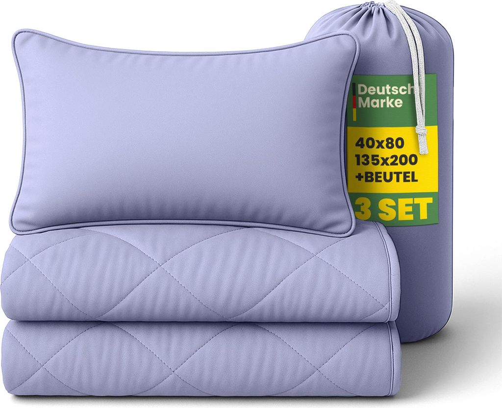 Reise Bettenset 2tlg Lavendel - (135x200cm / 40x80cm) Produktbild 