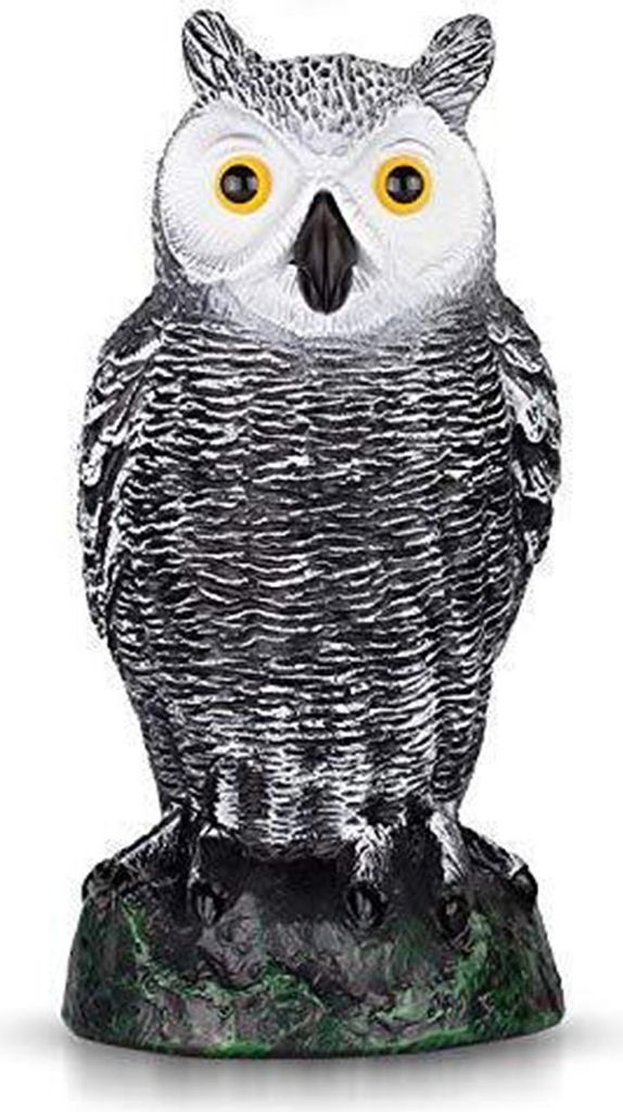 Eulen-Ornament aus Kunststoff, realistisches Design, Vögel, Vogelscheuche, Eulenfigur mit leuchtend gelben Augen, Vogelabwehr, dekoratives Ornament