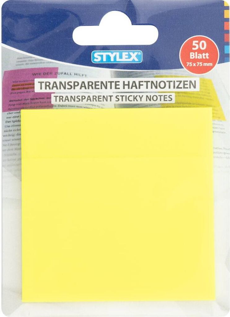 Transparente Haftnotizen gelb 75 x 75 mm beschriftbar 50 Blatt