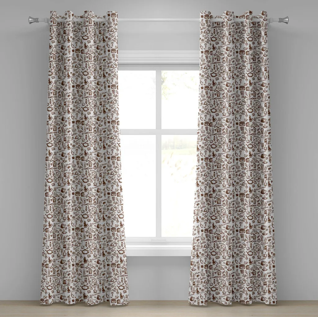 Paire de rideaux décoratifs à œillets thème Café et Boissons 280x175cm