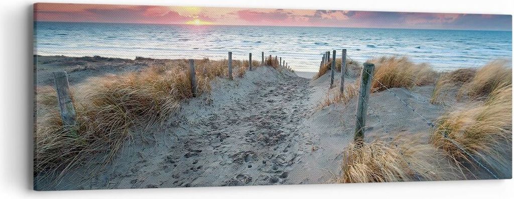 Bild auf Leinwand - Leinwandbild - Einteilig - Strand Sand Spaziergang - 90x30cm - Wand Bild - Wanddeko - Wandbilder - Leinwanddruck - Bilder - Wan...
