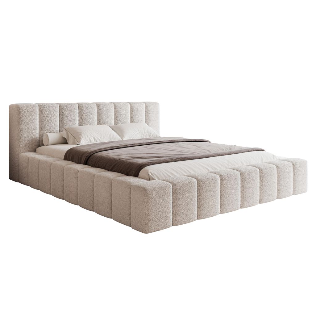 HEKIERT MEBLE Polsterbett MAKIRA 180 x 200 cm HELLGRAU