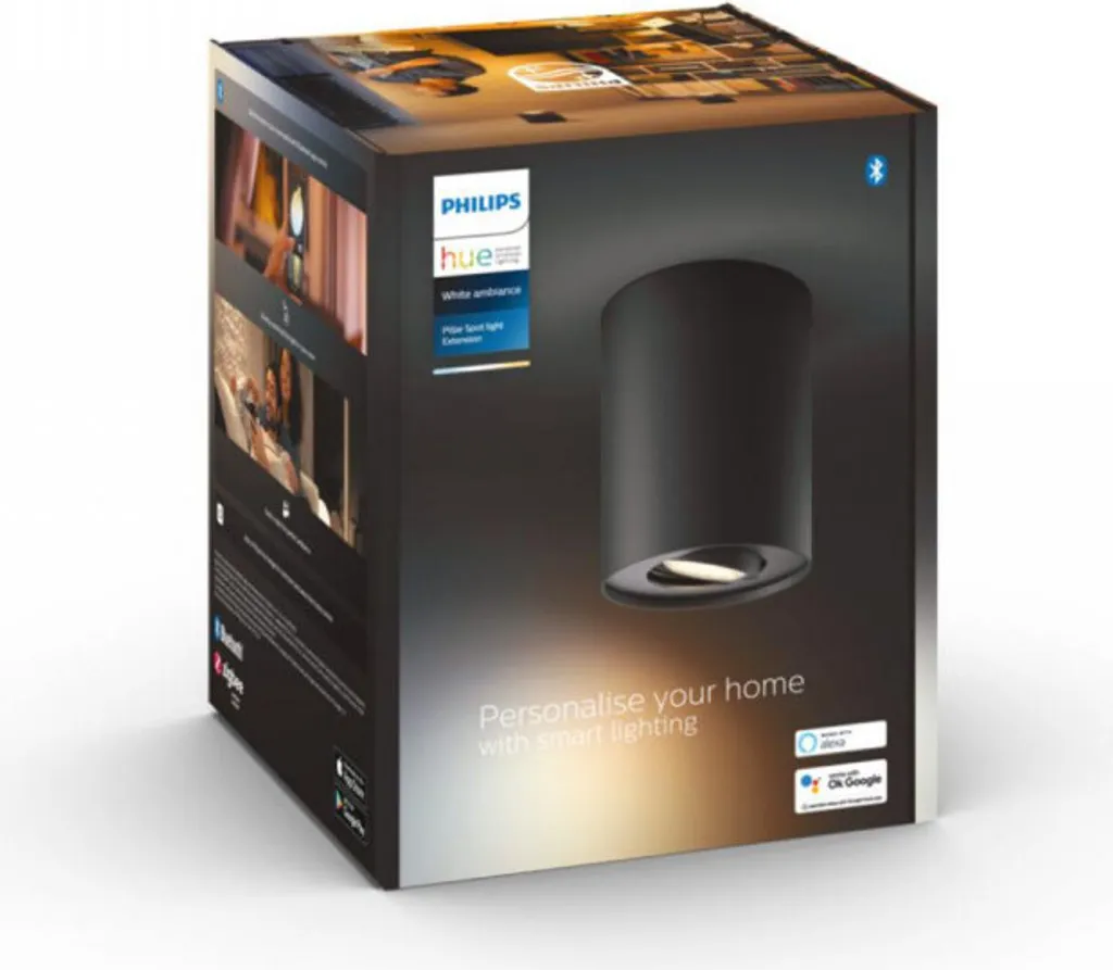 Philips Hue White Ambience Pillar Spot Noir avec Télécommande Dimmer