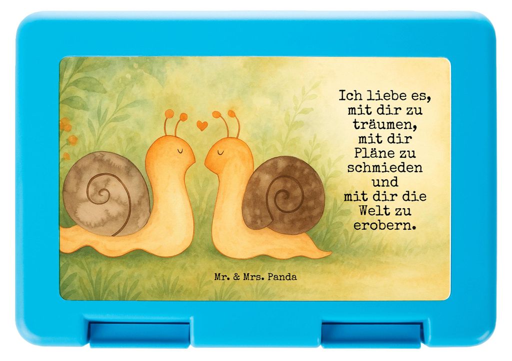 Mr. & Mrs. Panda Bento Box Schnecken Liebe Design - Weiß - Geschenk, Pausendose, Lunchbox, Träume, Vesperbox, Zukunft, Ehe, Pärchen, Bentobox, P...