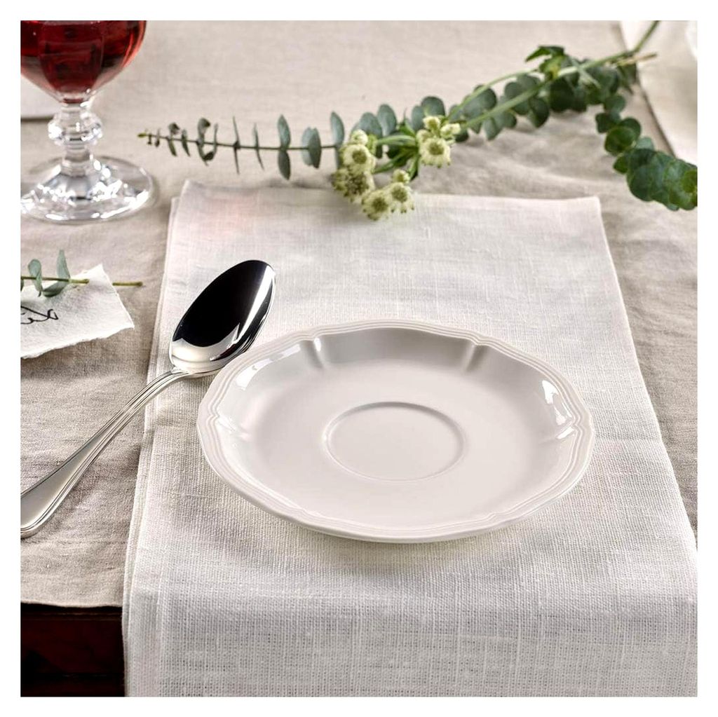 Villeroy und Boch Manoir Suppen-Untertasse, 17 cm, Premium Porzellan, Weiß
