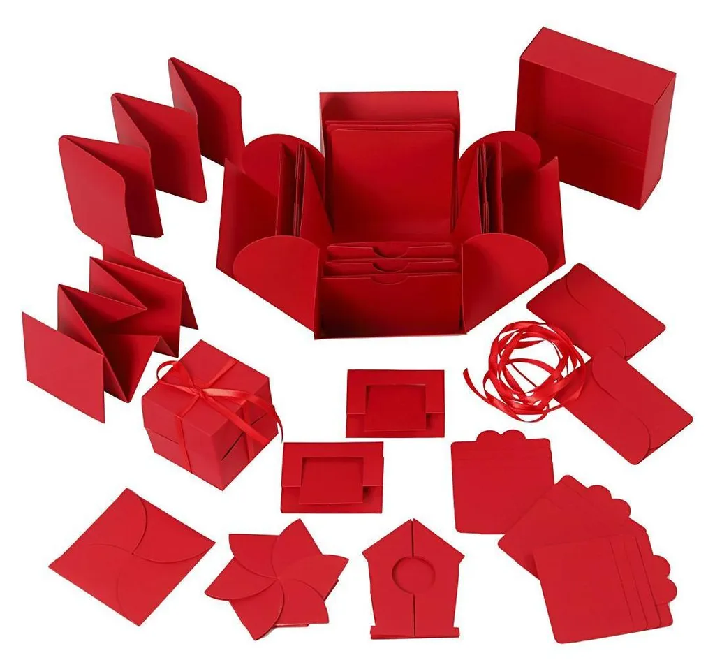 Creativ Company Boîte Explosion Rouge 12x12 cm en Carton de Qualité
