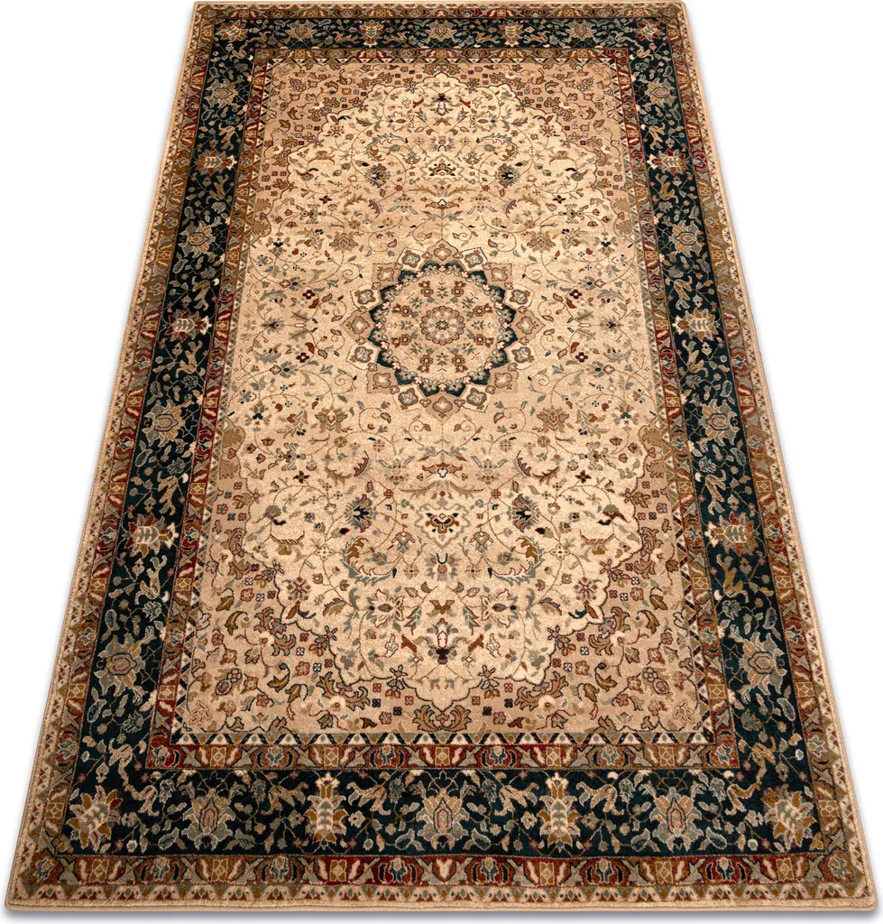 Tapis en laine OMEGA Adagio Vintage rosette beige émeraude 170x235 cm